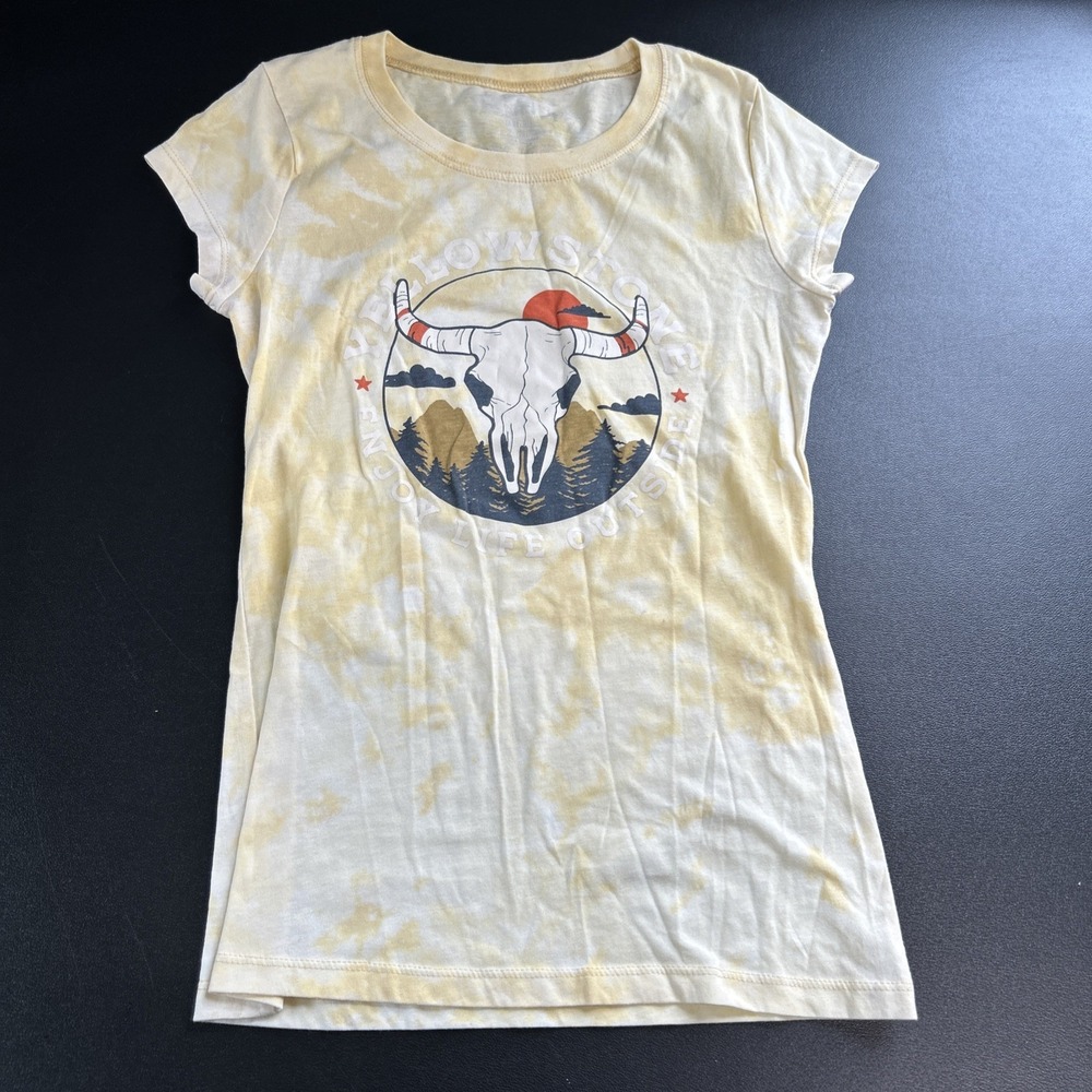 Yellowstone National Park T Shirt Junior (M)‎ Yellow Baby Tee Enjoy Life Outside